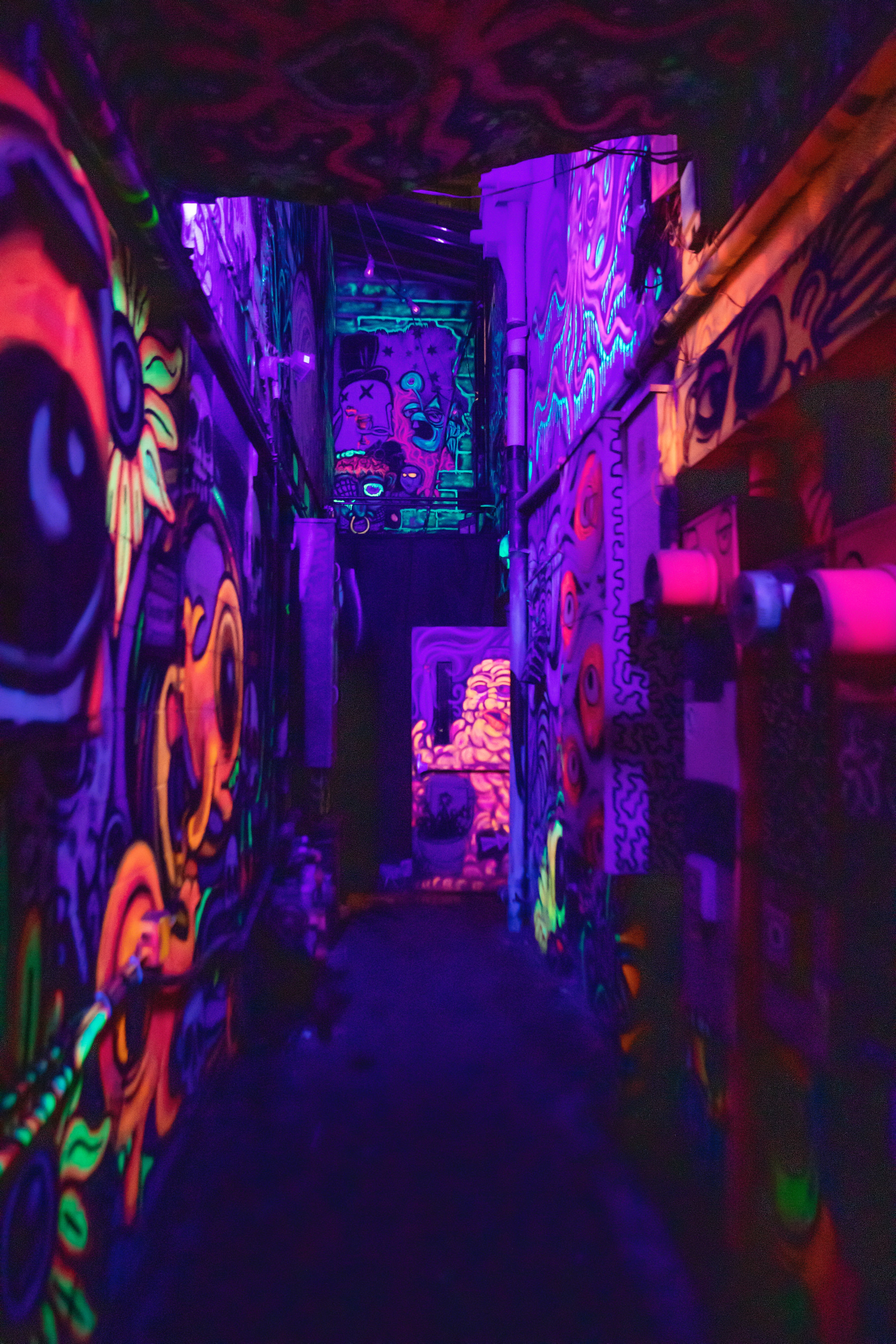 blacklit graffiti walls