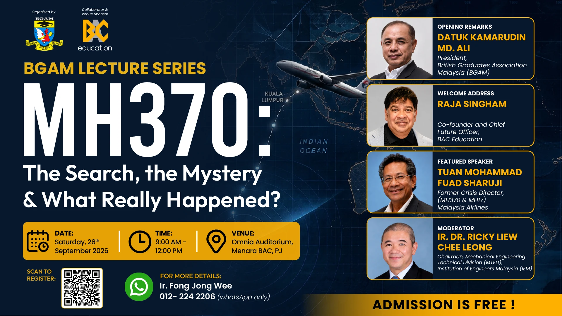 BGAM Lecture Series: MH370 – The Search, the Mystery & What Really Happened?
